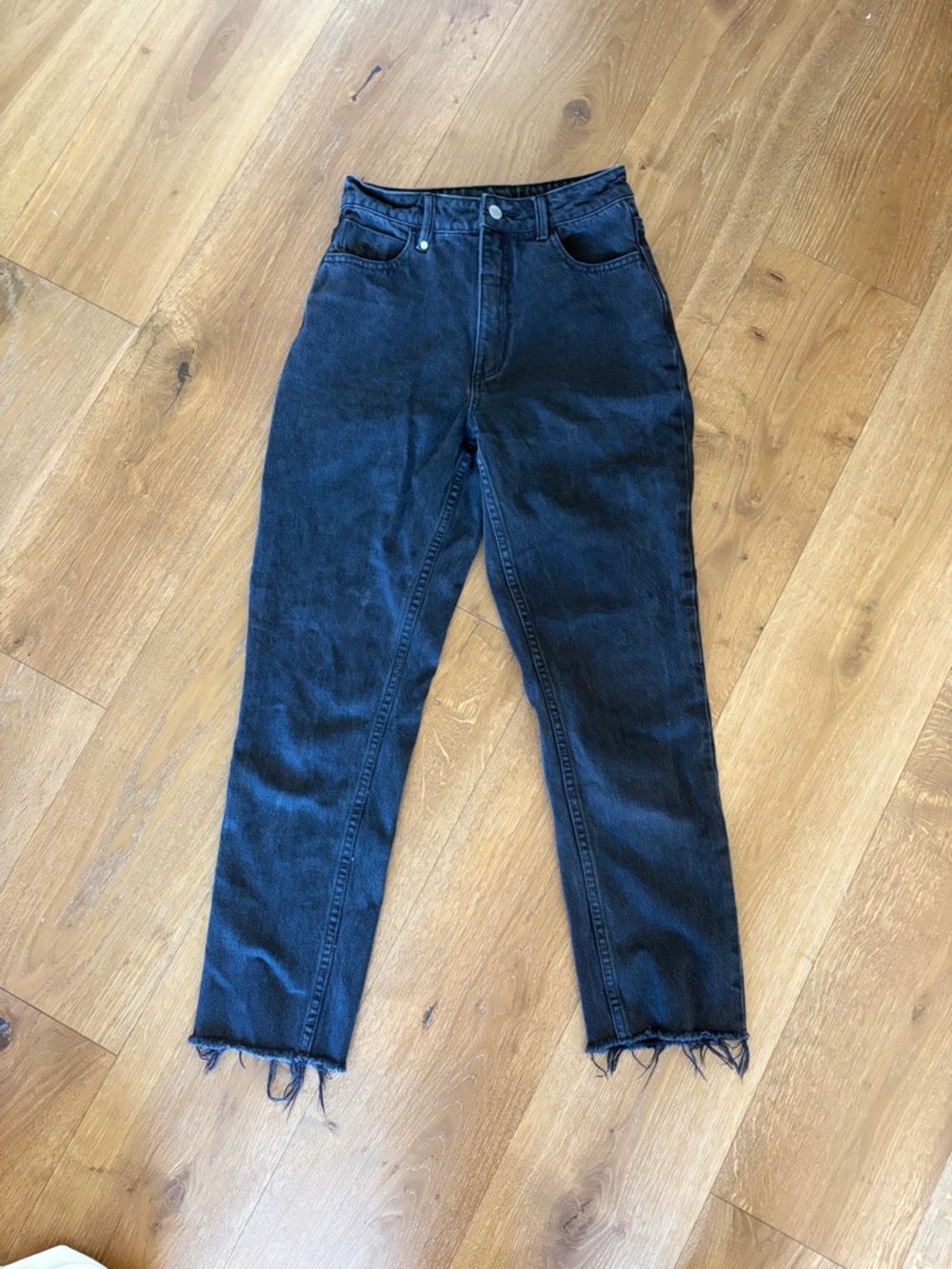 Thrills Black High-Rise Cropped Jeans with Raw Hem